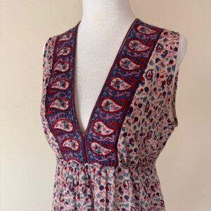 Bell by Alicia Bell Purple Paisley Silk+Cotton Sleeveless Midi Dress